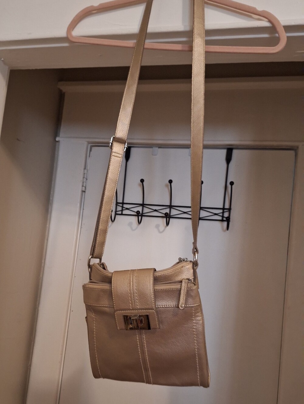 Tignanello Metallic Gold Crossbody Bag